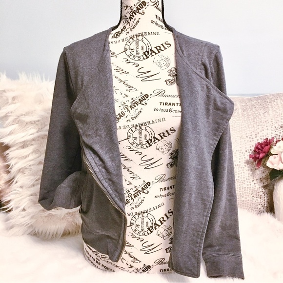 Banana Republic Zip Up Sweatshirt Moto Jacket in Charcoal Grey Size XS - Picture 5 of 16